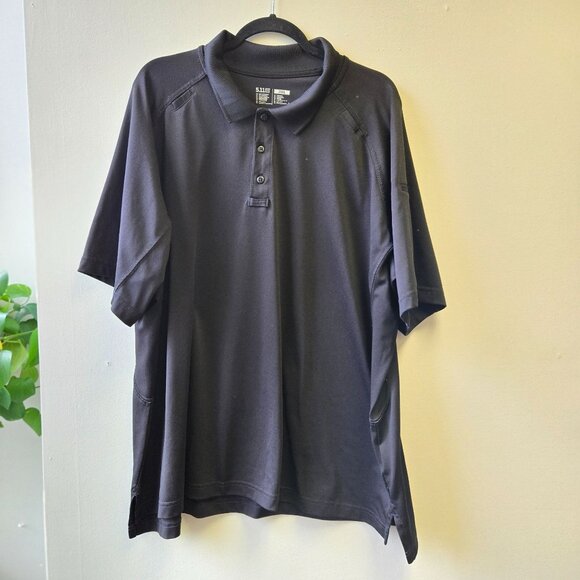 5.11 Tactical Mens Polo Shirt Black 3XL Short Sleeve 100% Polyester Lightweight - Picture 1 of 9